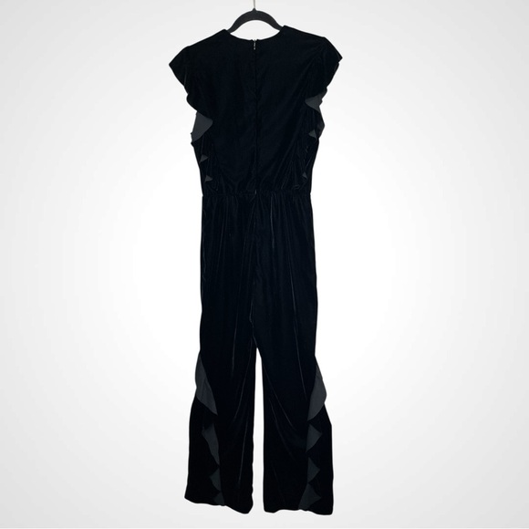 ZARA Woman Black Velvet Ruffled Jumpsuit, Small - Picture 6 of 11